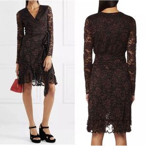 Ganni Flynn Lace Wrap Floral Dress